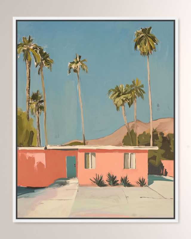 "House Among Palms" Framed Art Print on Acrylic